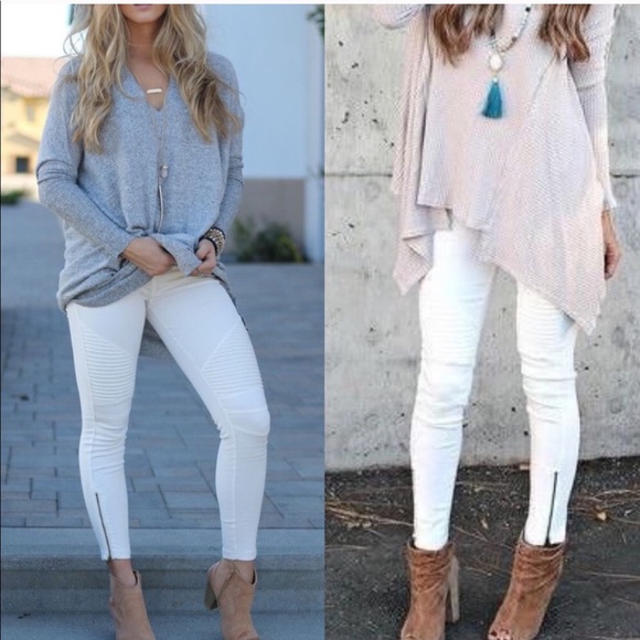 Pants - White Moto Jeggings
